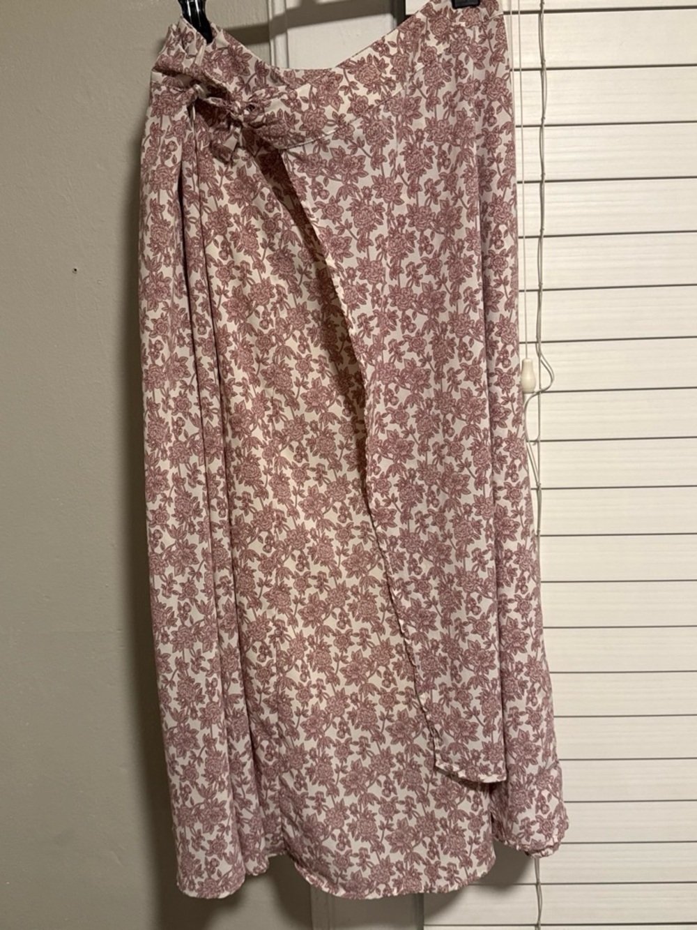 Tie-Waist Floral Maxi Skirt in Dusty Rose